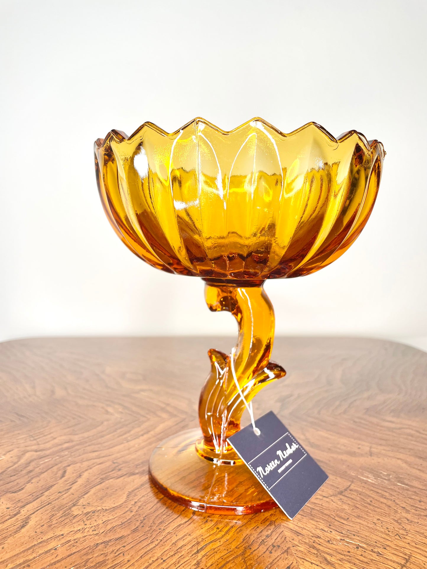 Vintage Amber Indiana Glass Tulip Pedestal Bowl