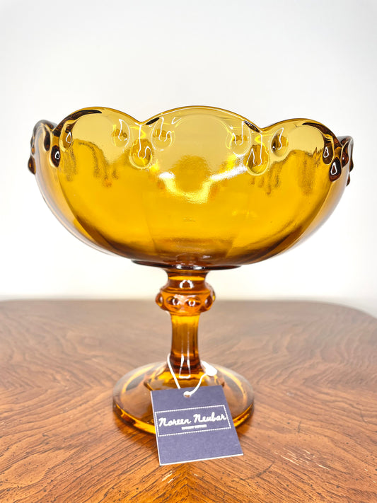 Vintage Amber Indiana Glass Pedestal Bowl