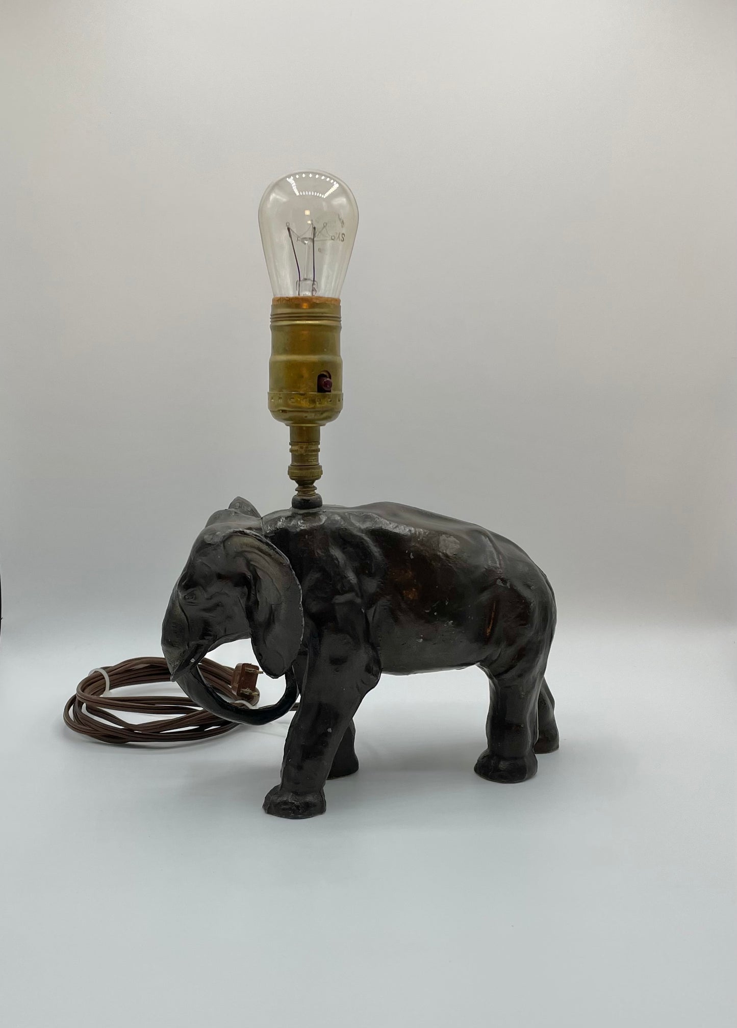 Cast Metal Elephant Lamp