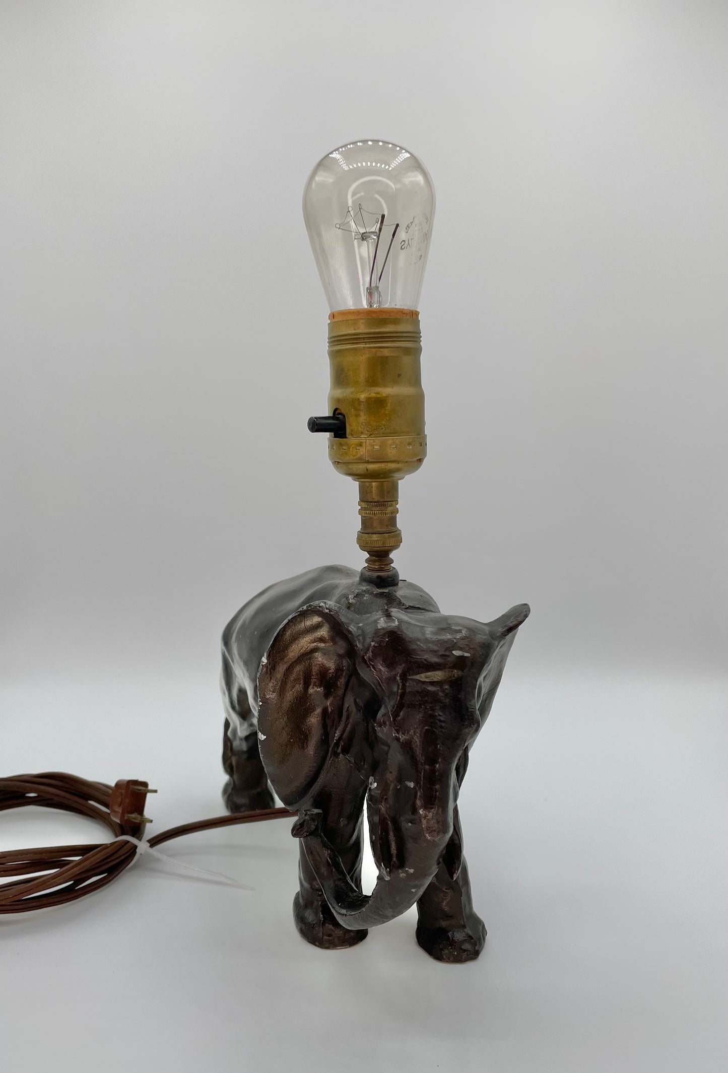 Cast Metal Elephant Lamp