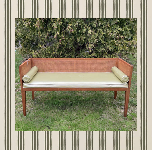 MCM Vinyl & Cane Bench